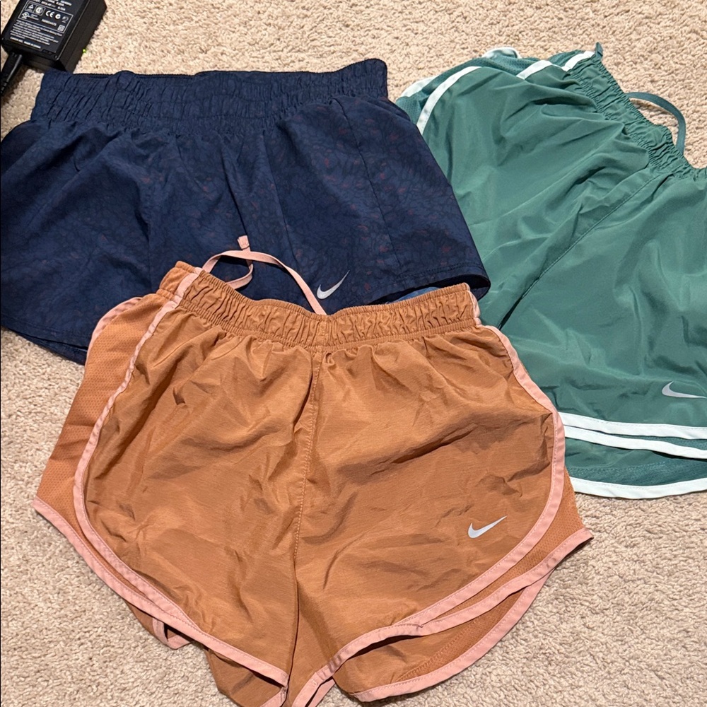 All 3 Nike Navy, Green, and Tan Shorts Set